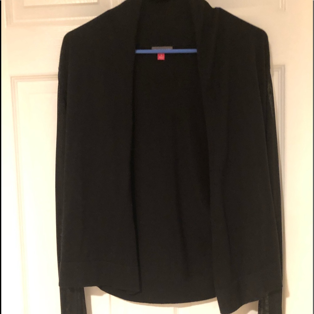 Black cardigan with sheer sleeves